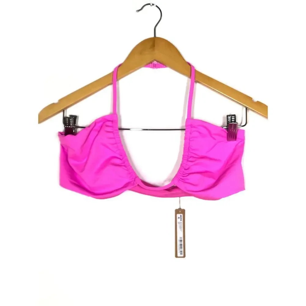 SKIMS Swim Cut Out Halter Triangle Bikini Top Beach Swimwear Taffy Pink NWT L